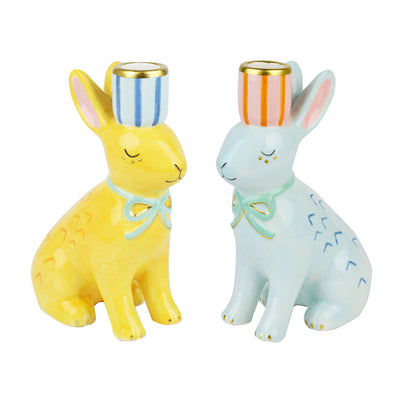 Hand-Painted Bunnies Ceramic Candle Holders | Uinique Decor |