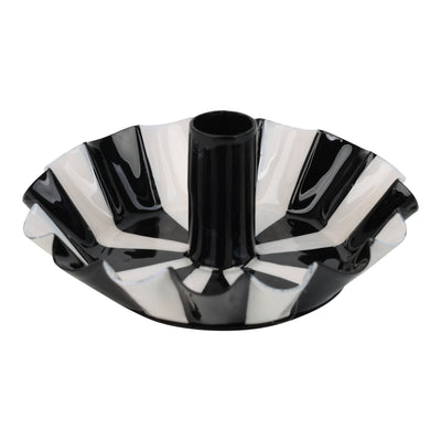 Black White Stripe Scalloped Candle Holder | Christmas