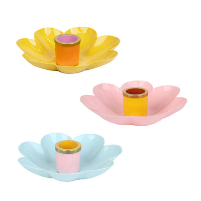 Colored Enamel Flower Shaped Candle Holders | Summer Decor |
