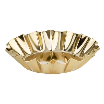 Scalloped Gold Metal Pillar Candle Holder | Home Decor |