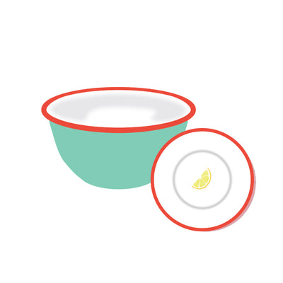 Lemon Aqua Enamel Bowl - 12cm
