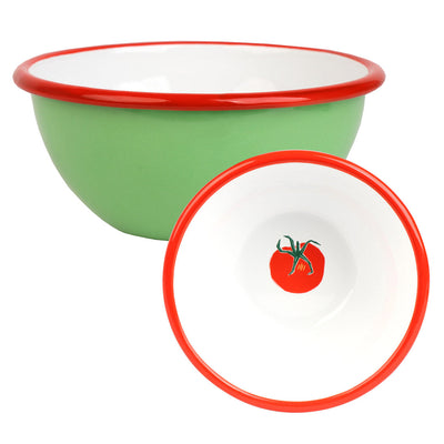 Tomato Green Enamel Bowl - 14cm | Summer Tableware |