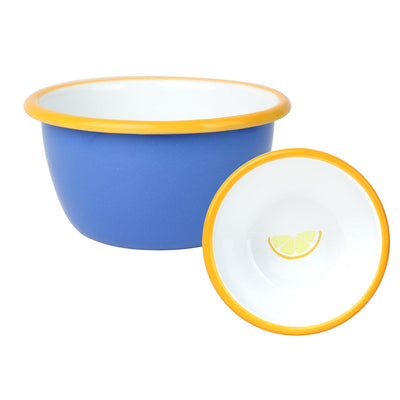 Lemon Blue Enamel Bowl - 10cm | Summer Gifts |