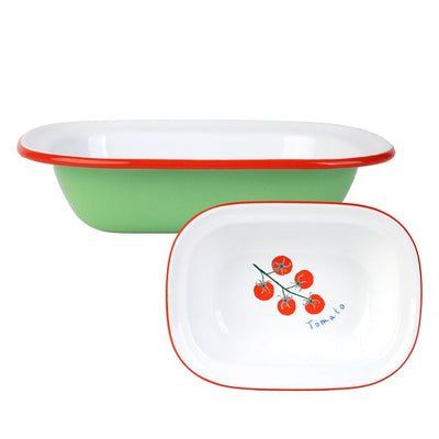 Tomato Green Oven Enamel Dish - 20cm | Summer Tableware |