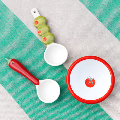Tomato Green Enamel Dip Dish - 8cm | Summer Tableware |