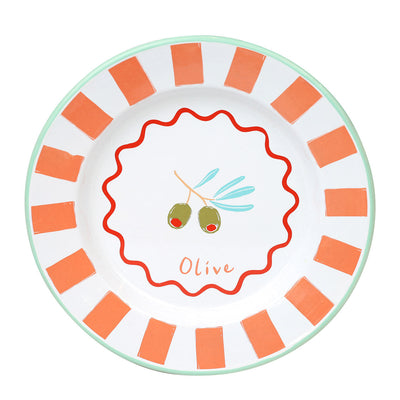 Olive Enamel Plate - 25cm | Summer Plates |