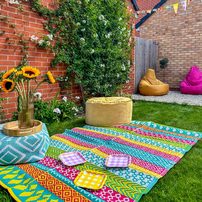 Colorful Boho Waterproof Outdoor Rug - 47in x 70in | Summer Décor |