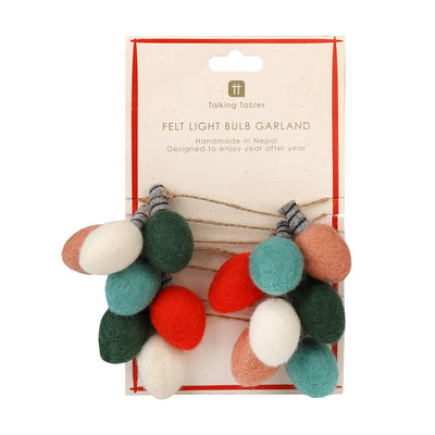 Christmas Felt Light Bulb Bunting - 2m | Christmas Decor |