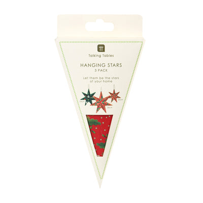 Folklore Paper Stars Christmas Tree Decorations - 3 Pack