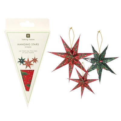 Folklore Paper Stars Christmas Tree Decorations - 3 Pack | Vintage Christmas |