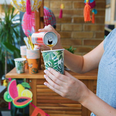Palm Leaf Paper Cups - 8 Pack | Party Supplies |