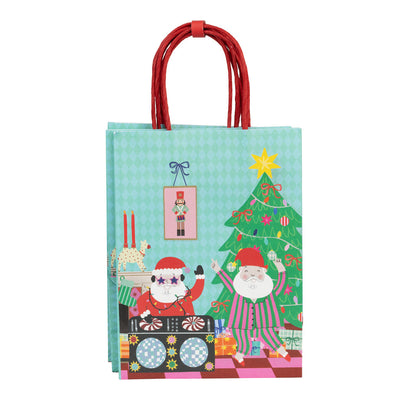 Santa Christmas Paper Gift Bags - 4 Pack | Gift Wrap |
