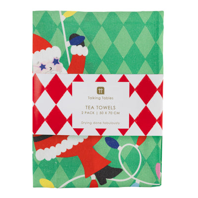 Santa Christmas Tea Towel - 2 Pack | Kitchenware |