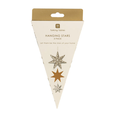 Gilded Paper Stars Christmas Tree Decorations - 3 Pack