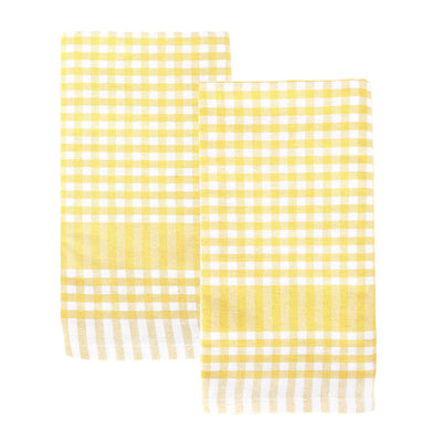 Bon Appetit Yellow & White Fabric Gingham Napkins/Tea Towels - 2 Pack