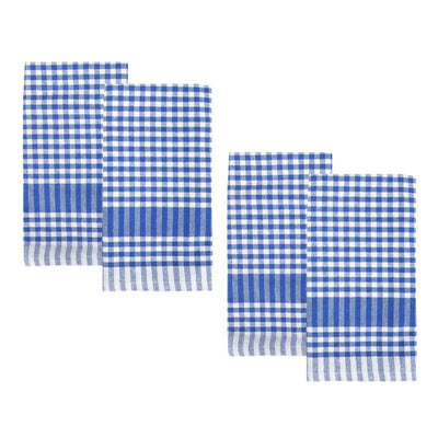 Bon Appetit Blue & White Fabric Gingham Napkins/Tea Towels - 4 Pack