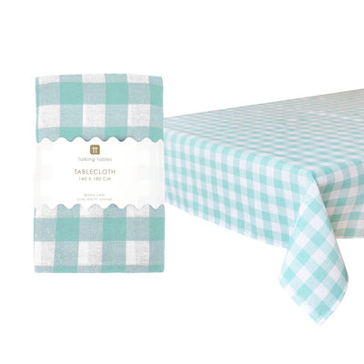 Mint Gingham Tablecloth | 4th of July Decor |