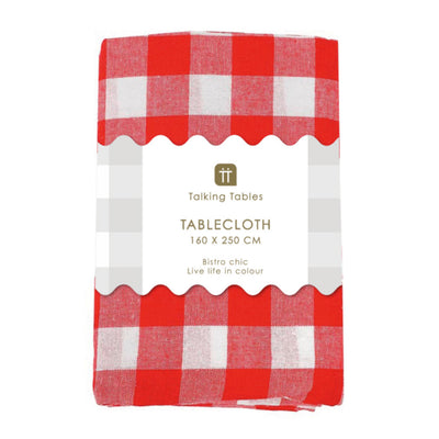 Red & White Cotton XL Tablecloth - 63 × 98 in | Summer Decor |