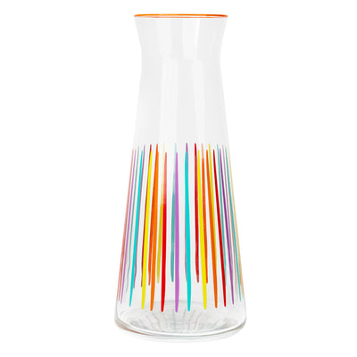 Bright Multi-Colored Striped Glass Carafe - 25cm