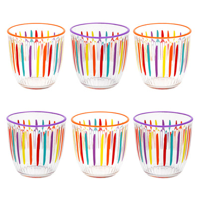 Bright Multi-Colored Striped Glass Tumblers