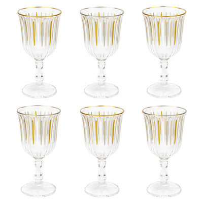 White & Gold Striped Wine Glasses
