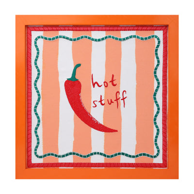 Hot Stuff Chilli Fabric Framed Sign