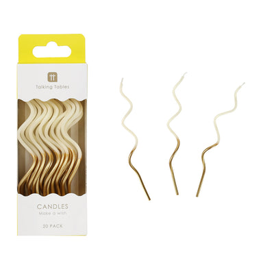 Gold & White Twist Birthday Candles - 20 Pack | Cake Candle|
