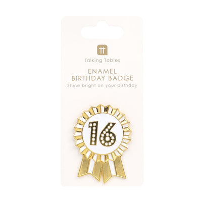 Gold Enamel Birthday Pin Badge - 16 | Birthday Gifts |