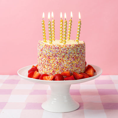 Gold Twirl Birthday Candles - 8 Pack | Party Supplies |
