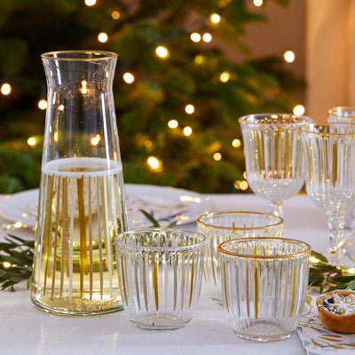 White & Gold Striped Tumblers | Glassware Gifts |