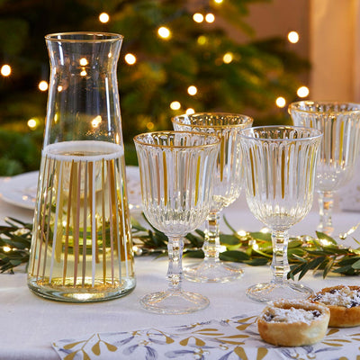 White & Gold Striped Wine Glasses | Glassware Gifts |