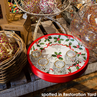 Holly Tin Tray - 30cm| Christmas Decor |