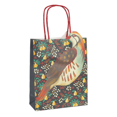 Partridge & Pear Paper Gift Bags - 8 Pack | Christmas Gifting |