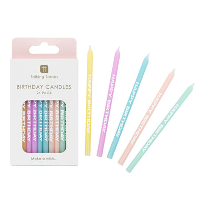 Pastel Happy Birthday Candles - 24 Pack | Cake Candles |