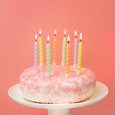 Pastels Twirl Birthday Candles - 8 Pack | Cake Candles |