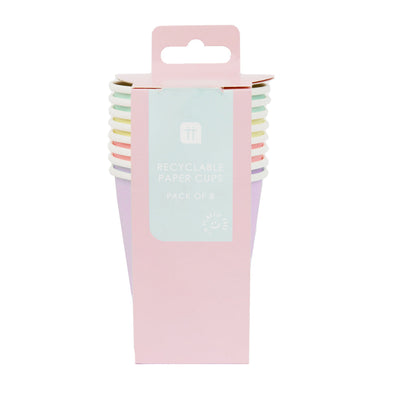 Pastel Paper Cups - 8 Pack | Party Supplies |