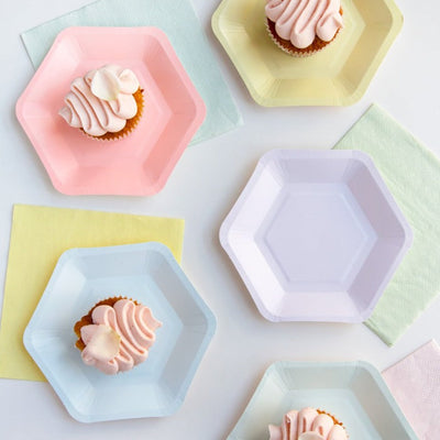Pastel Hexagonal Plates - 12 Pack | Party Plates |