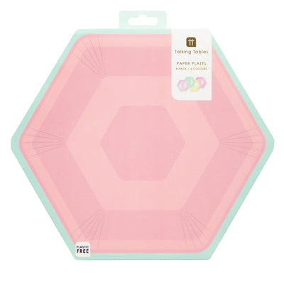 Pastel Hexagonal Plates - 8 Pack | Party Plates |