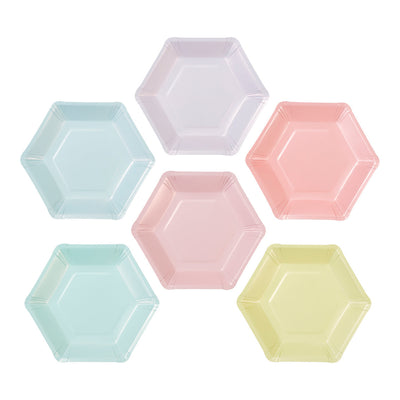 Pastel Hexagonal Plates - 12 Pack | Party Plates |