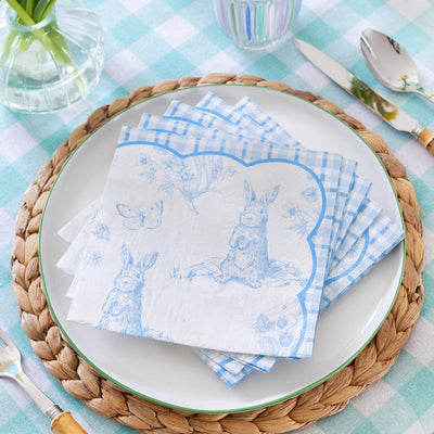 Blue & White Bunny Napkins - 20 Pack | Easter Decor |