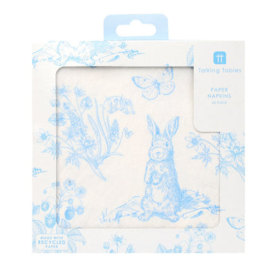Blue & White Bunny Napkins - 20 Pack | Easter Decor |