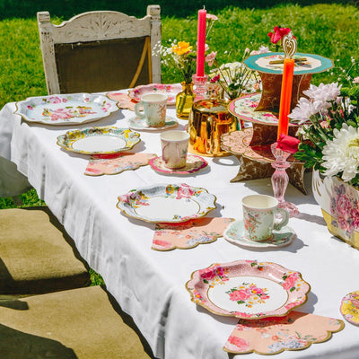 Floral Plates - 12 Pack | Tea Party Decor |