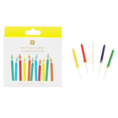 Rainbow Flame Birthday Candles - 12 Pack | Cake Candles |