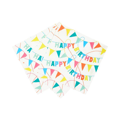 Rainbow Eco Happy Birthday Napkins - 40 Pack