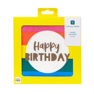 Rainbow Happy Birthday Napkins | Party Supplies |