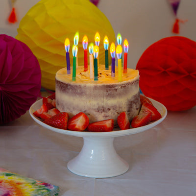 Rainbow Flame Birthday Candles - 12 Pack | Cake Candles |