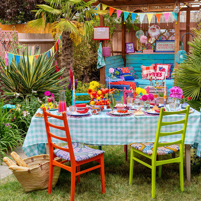 Bon Appetit Mint Green & White Fabric Gingham Tablecloth
