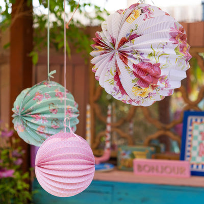 Mixed Floral Paper Lanterns - 3 Pack | Party Supplies |