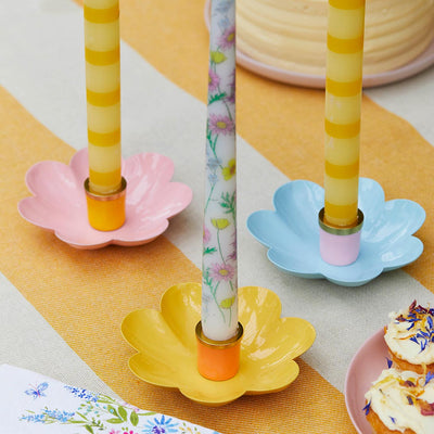 Colored Enamel Flower Shaped Candle Holders | Summer Decor |
