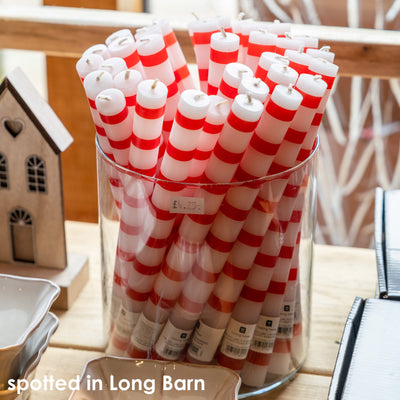 Red & White Stripe Candles - Display | 4th of July Decor |